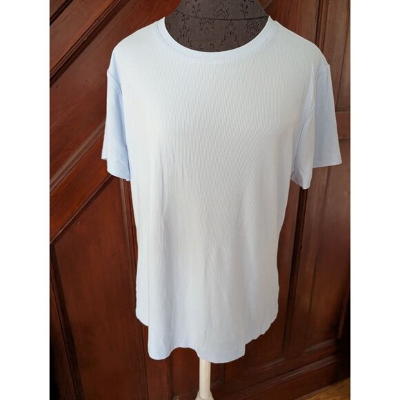 Nine West Soft Spun Light Blue Ribbed Short Sleeve Crewneck T-Shirt XXL - Picture 1 of 8